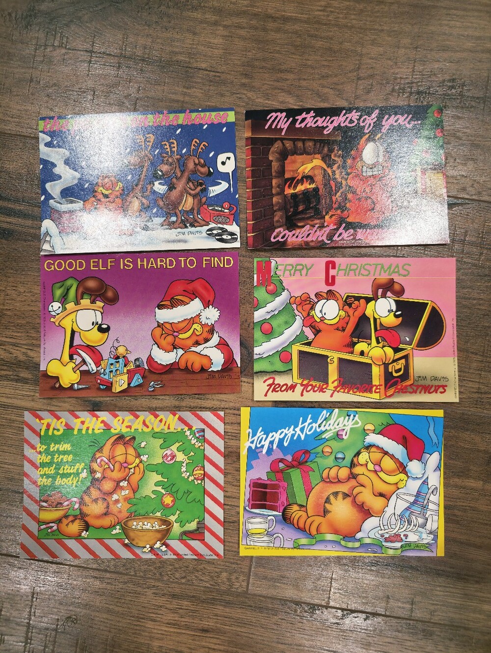 Garfield Holiday Post Cards - Set Of Six Multicolor